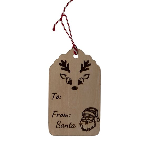 Christmas Gift Tags Ornaments Holiday Gift Tags Wood Gift Tags set of 6 - Picture 6 of 7